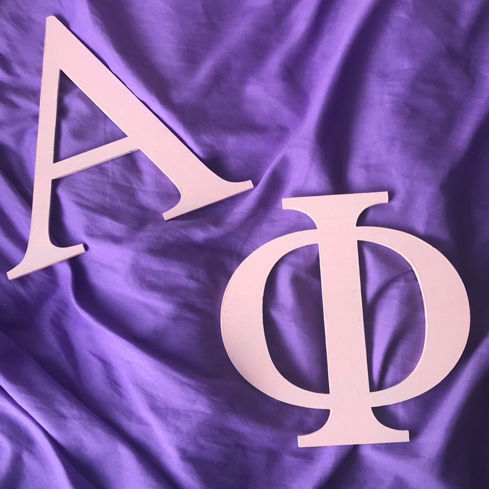 Pink Wooden Alpha Phi Letters